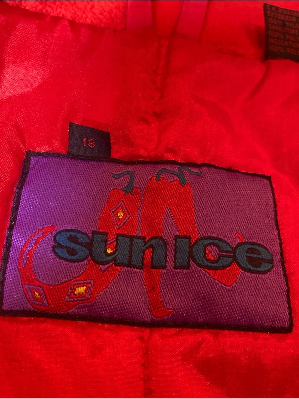 Vintage 90s Sun Ice Snow Aces Ski Jacket Colorblock Red Cropped Size 18